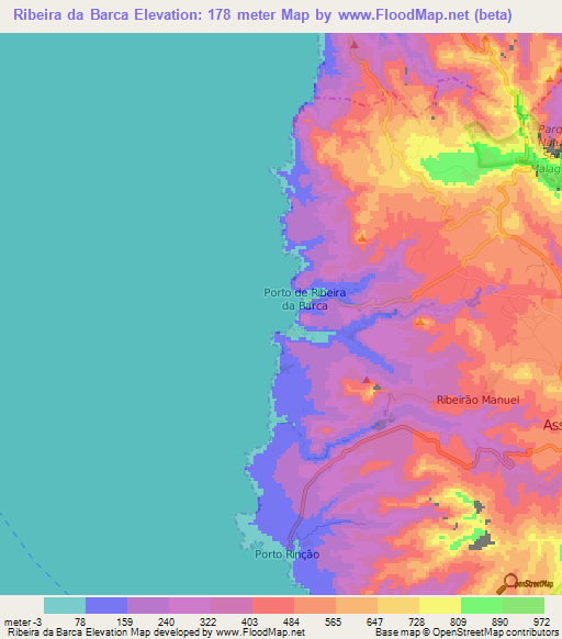 Ribeira da Barca,Cape Verde Elevation Map