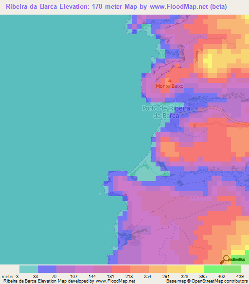 Ribeira da Barca,Cape Verde Elevation Map