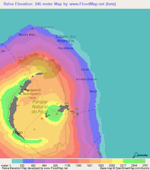 Relva,Cape Verde Elevation Map