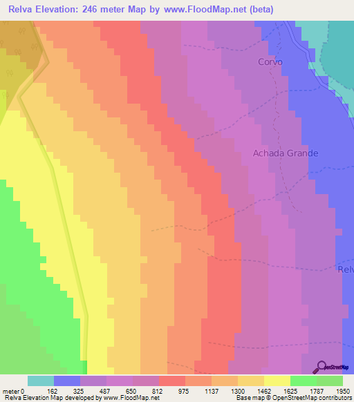 Relva,Cape Verde Elevation Map