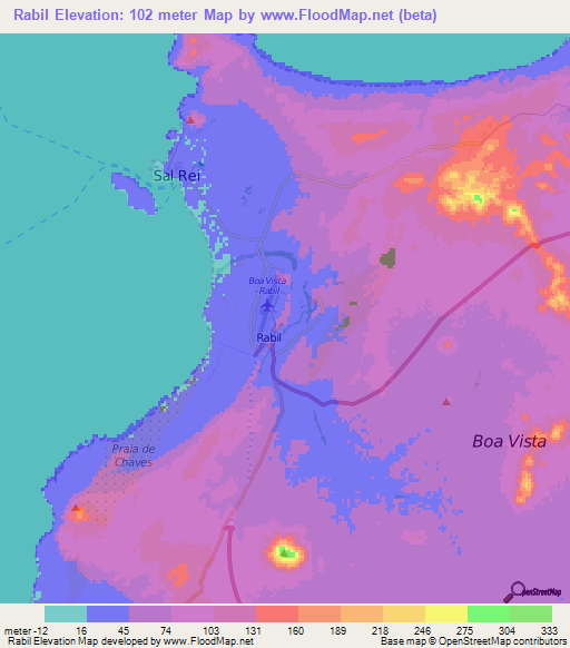 Rabil,Cape Verde Elevation Map