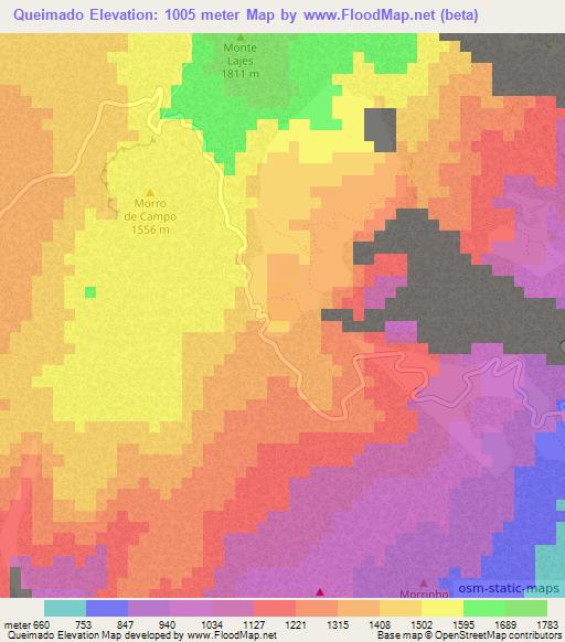 Queimado,Cape Verde Elevation Map