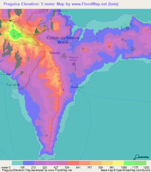 Preguica,Cape Verde Elevation Map