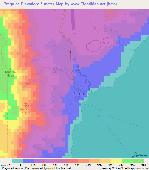 Preguica,Cape Verde Elevation Map