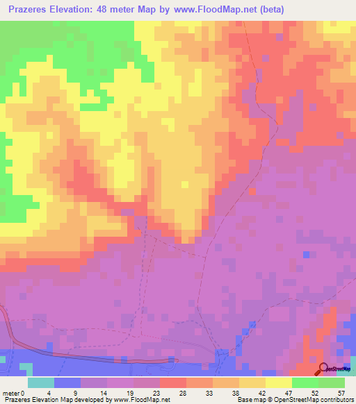 Prazeres,Cape Verde Elevation Map