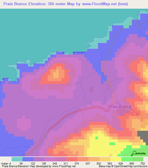 Praia Branca,Cape Verde Elevation Map