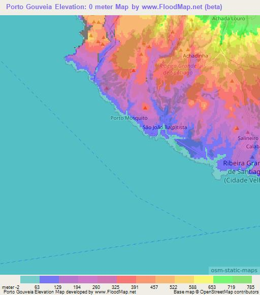 Porto Gouveia,Cape Verde Elevation Map