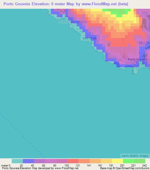 Porto Gouveia,Cape Verde Elevation Map