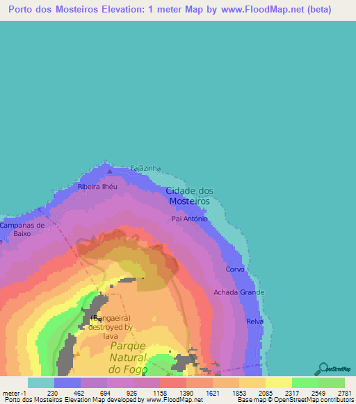 Porto dos Mosteiros,Cape Verde Elevation Map