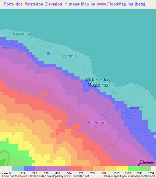 Porto dos Mosteiros,Cape Verde Elevation Map