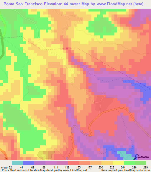 Ponta Sao Francisco,Cape Verde Elevation Map