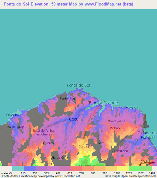 Ponta do Sol,Cape Verde Elevation Map