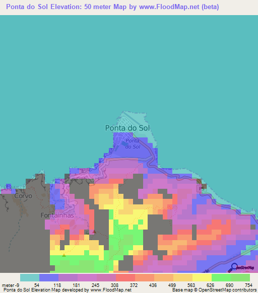 Ponta do Sol,Cape Verde Elevation Map