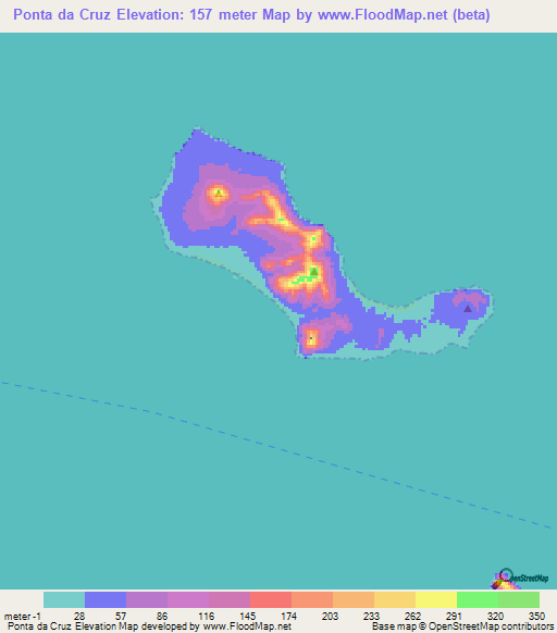 Ponta da Cruz,Cape Verde Elevation Map