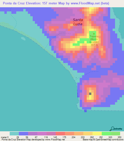 Ponta da Cruz,Cape Verde Elevation Map