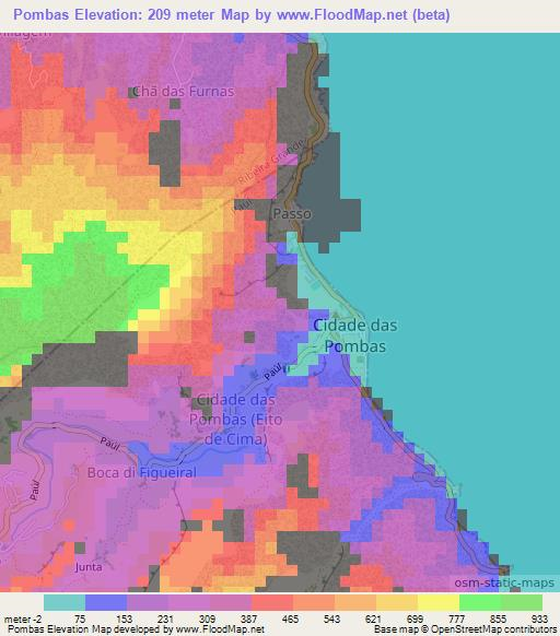 Pombas,Cape Verde Elevation Map