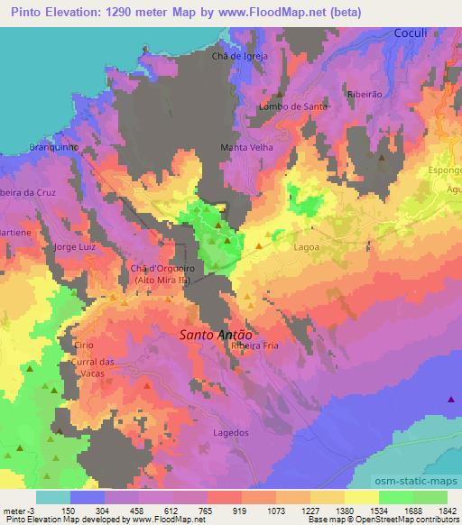 Pinto,Cape Verde Elevation Map