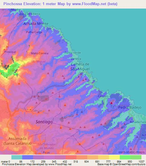 Pinchossa,Cape Verde Elevation Map