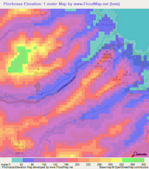 Pinchossa,Cape Verde Elevation Map