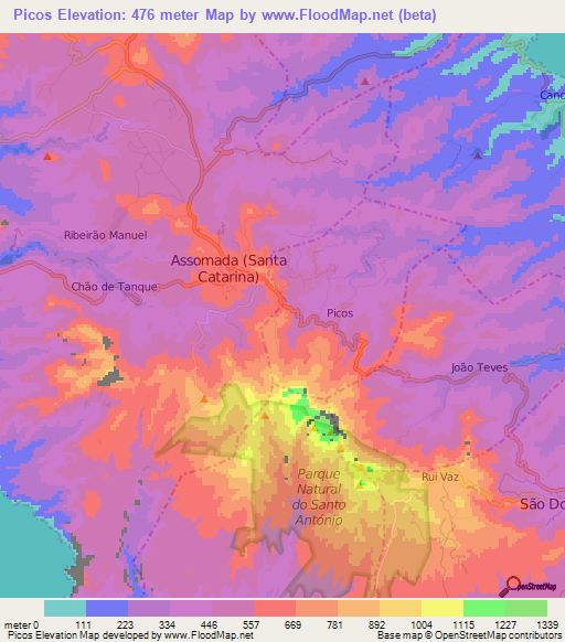 Picos,Cape Verde Elevation Map