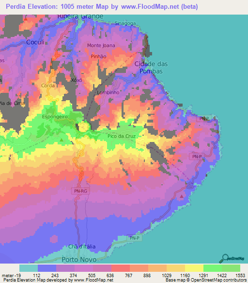 Perdia,Cape Verde Elevation Map