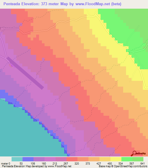 Penteada,Cape Verde Elevation Map