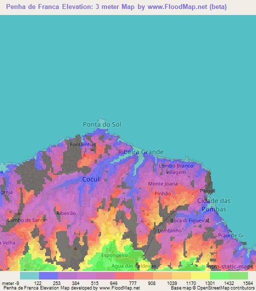 Penha de Franca,Cape Verde Elevation Map