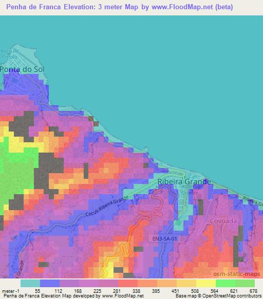 Penha de Franca,Cape Verde Elevation Map