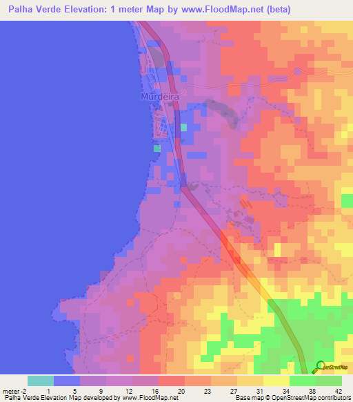 Palha Verde,Cape Verde Elevation Map
