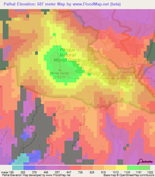 Palhal,Cape Verde Elevation Map