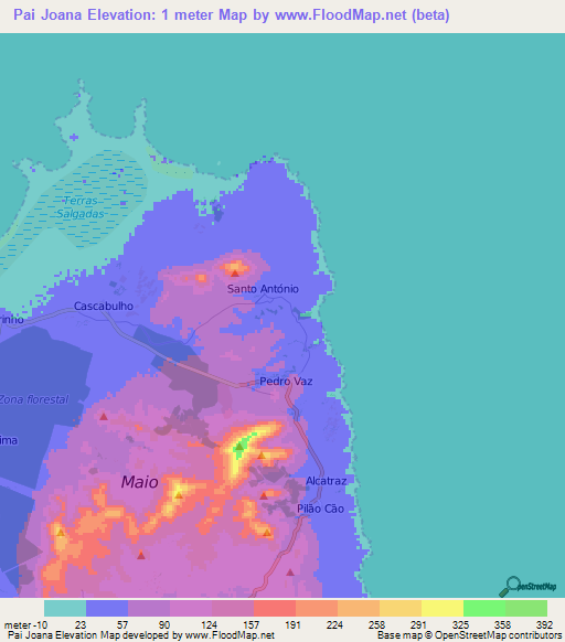 Pai Joana,Cape Verde Elevation Map