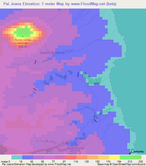 Pai Joana,Cape Verde Elevation Map