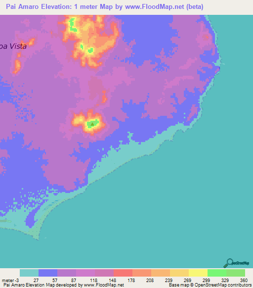 Pai Amaro,Cape Verde Elevation Map