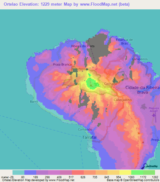 Ortelao,Cape Verde Elevation Map