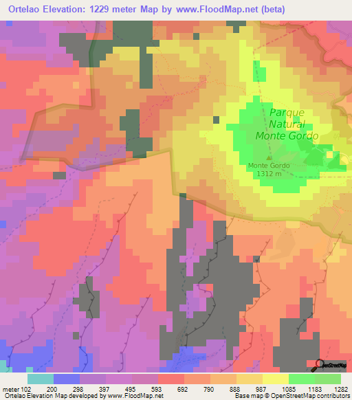 Ortelao,Cape Verde Elevation Map