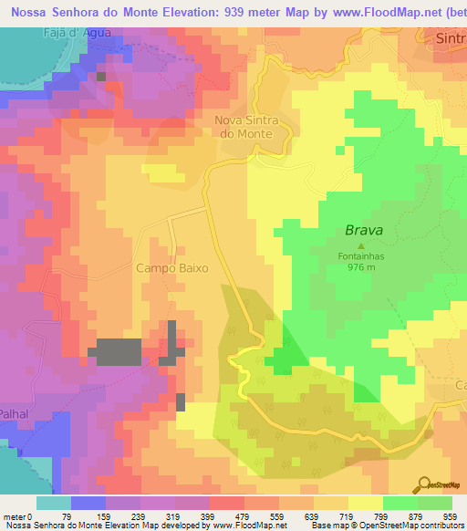 Nossa Senhora do Monte,Cape Verde Elevation Map