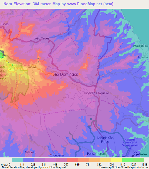 Nora,Cape Verde Elevation Map