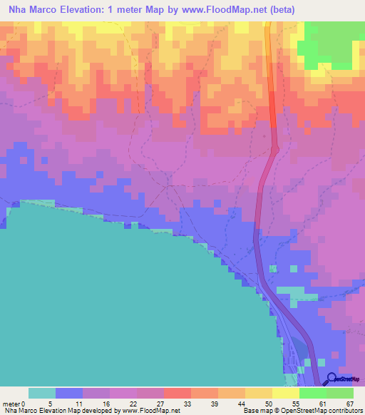 Nha Marco,Cape Verde Elevation Map