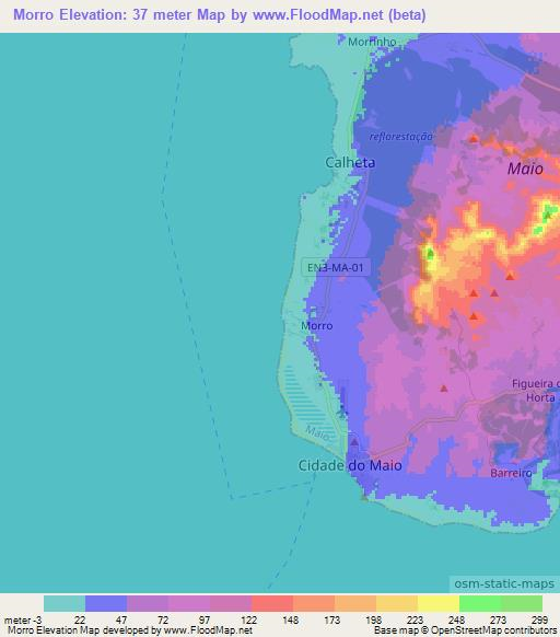 Morro,Cape Verde Elevation Map