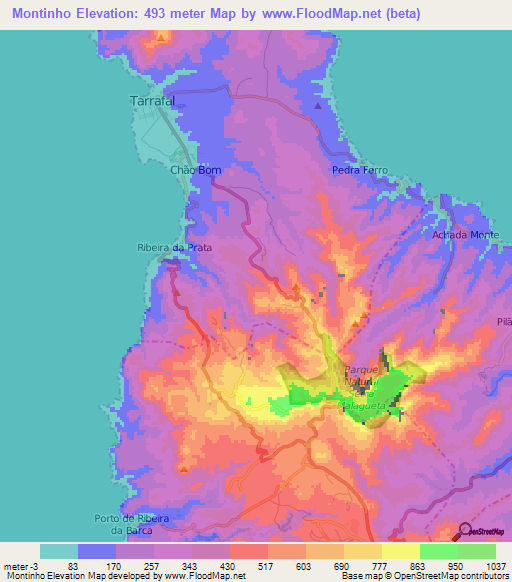 Montinho,Cape Verde Elevation Map