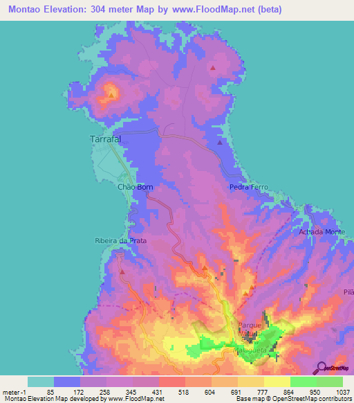 Montao,Cape Verde Elevation Map