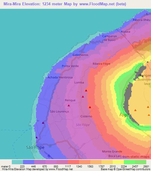 Mira-Mira,Cape Verde Elevation Map