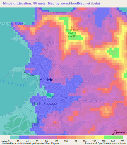 Mindelo,Cape Verde Elevation Map