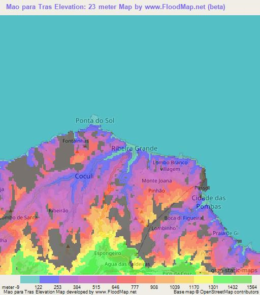 Mao para Tras,Cape Verde Elevation Map