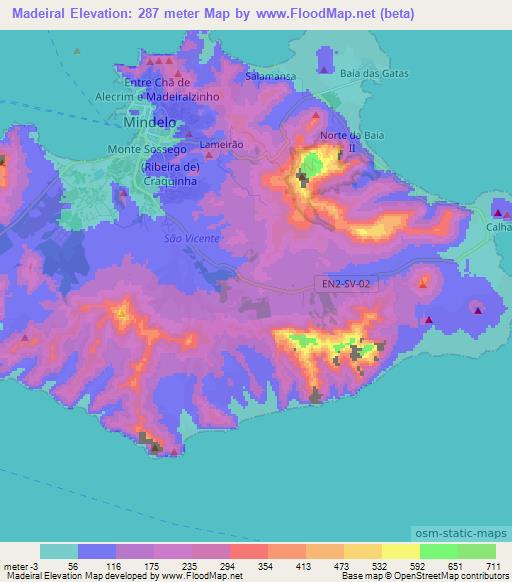 Madeiral,Cape Verde Elevation Map