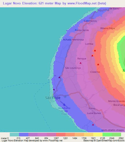 Lugar Novo,Cape Verde Elevation Map