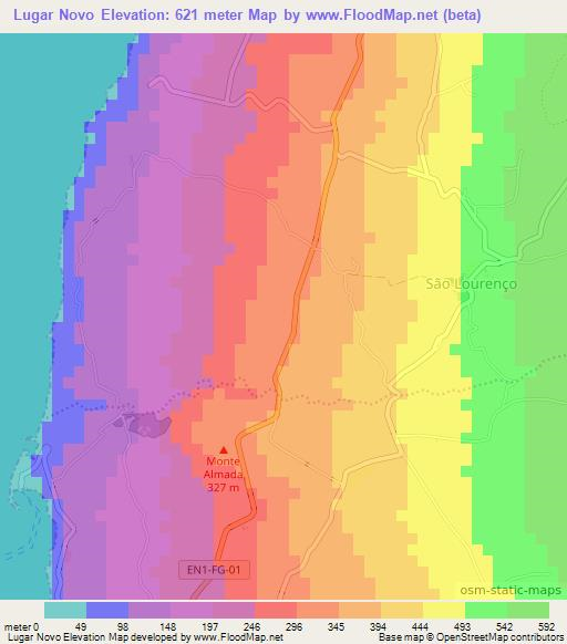 Lugar Novo,Cape Verde Elevation Map