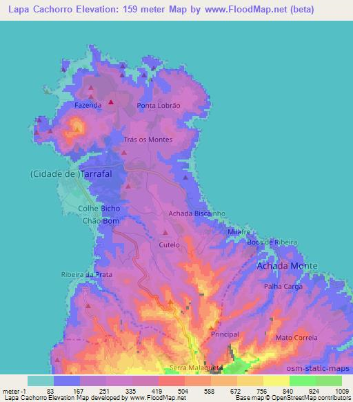 Lapa Cachorro,Cape Verde Elevation Map