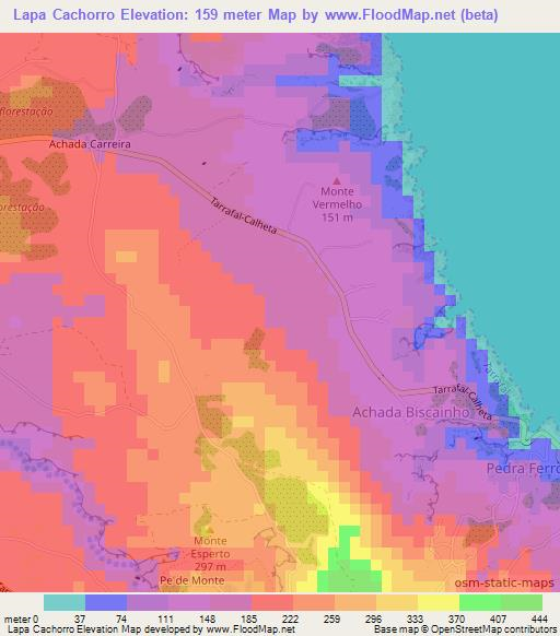 Lapa Cachorro,Cape Verde Elevation Map