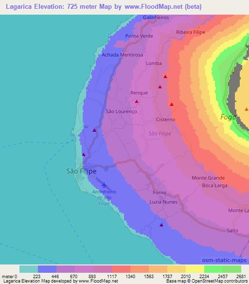 Lagarica,Cape Verde Elevation Map